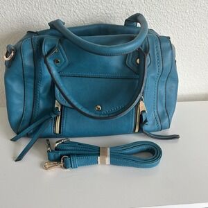Unbranded Dark Teal Satchel Handbag Shoulder Bag Detachable Crossbody Strap Zip
